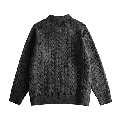 Men's Sweater Knit Long Sleeve Turn-down Collar Men's Sweater