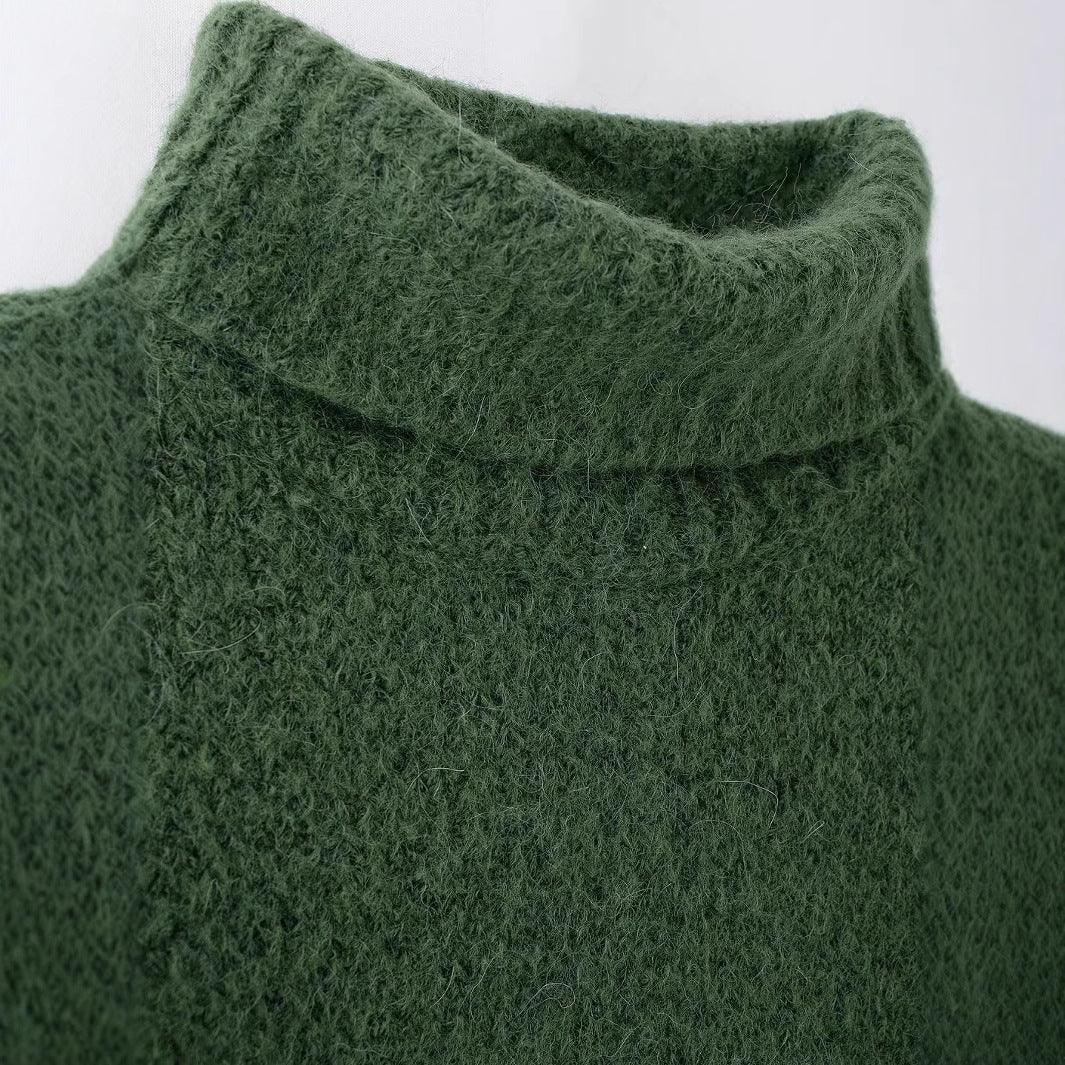 Collar long sleeved pullover knitted sweater for women