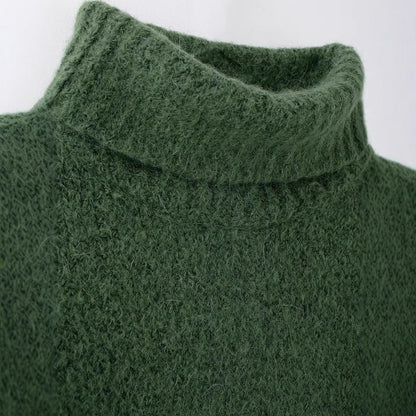 Collar long sleeved pullover knitted sweater for women