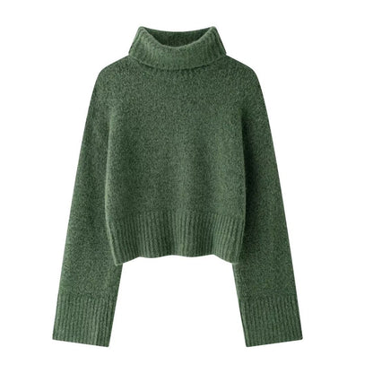 Collar long sleeved pullover knitted sweater for women