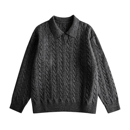 Men's Sweater Knit Long Sleeve Turn-down Collar Men's Sweater