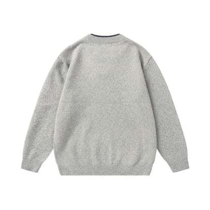 Solid Color Simple Mock Two-Piece Color-Blocking Knit Sweater