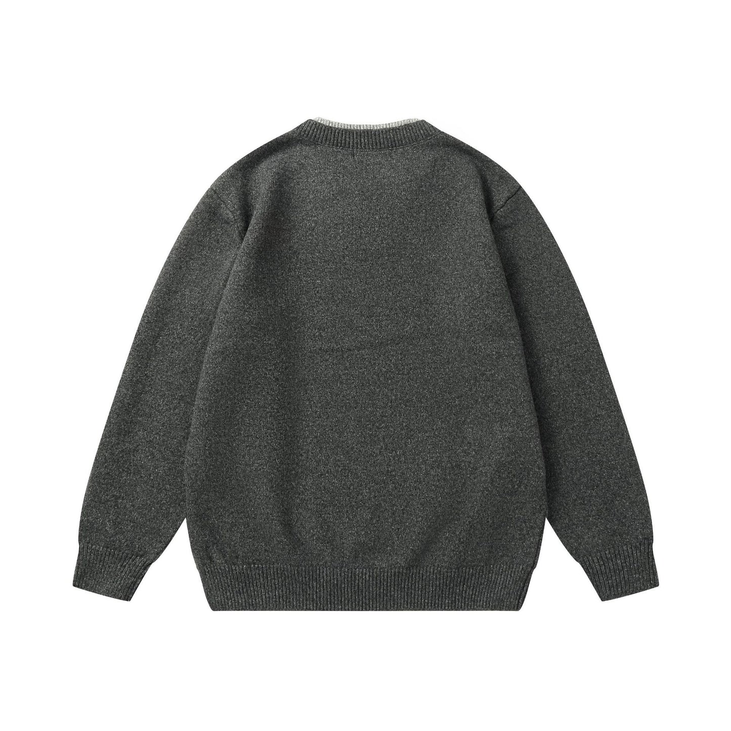 Solid Color Simple Mock Two-Piece Color-Blocking Knit Sweater