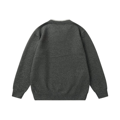 Solid Color Simple Mock Two-Piece Color-Blocking Knit Sweater